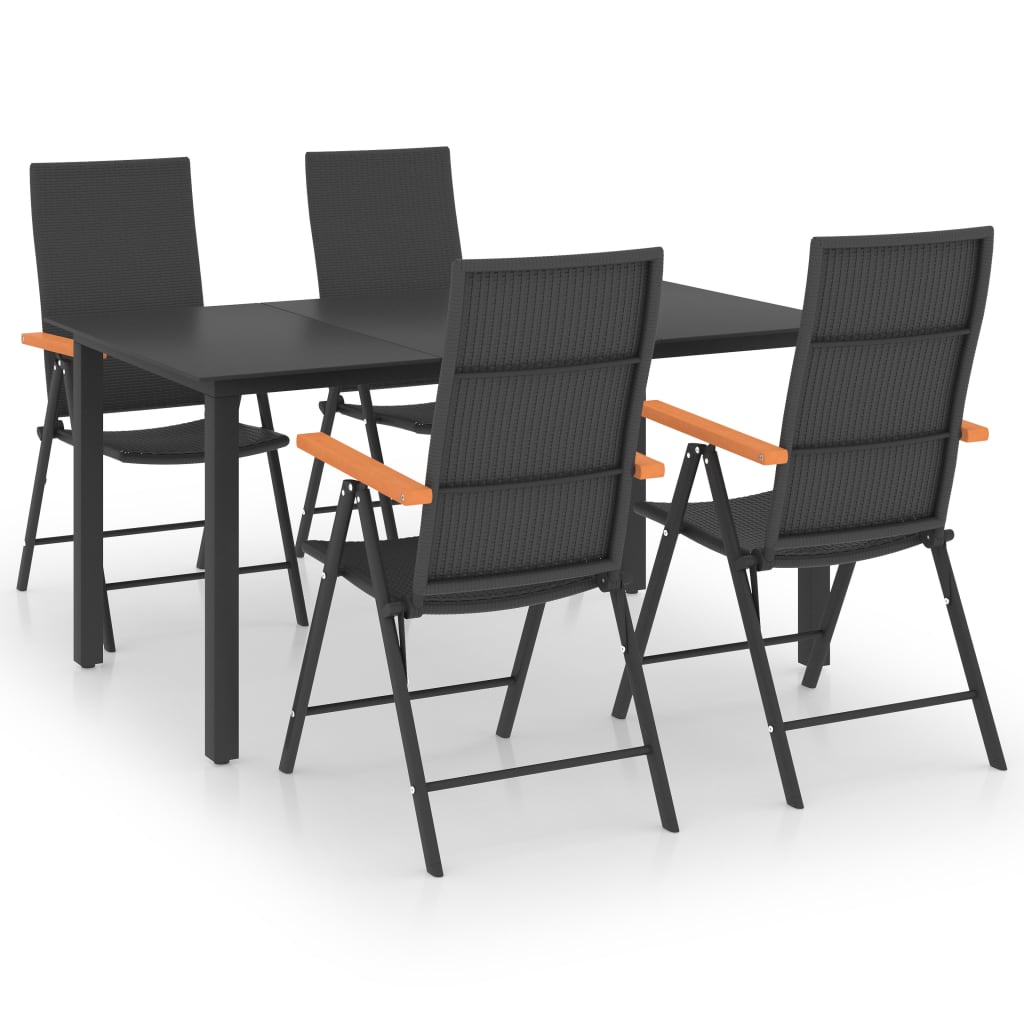 vidaXL 5 Piece Patio Dining Set Black and Brown