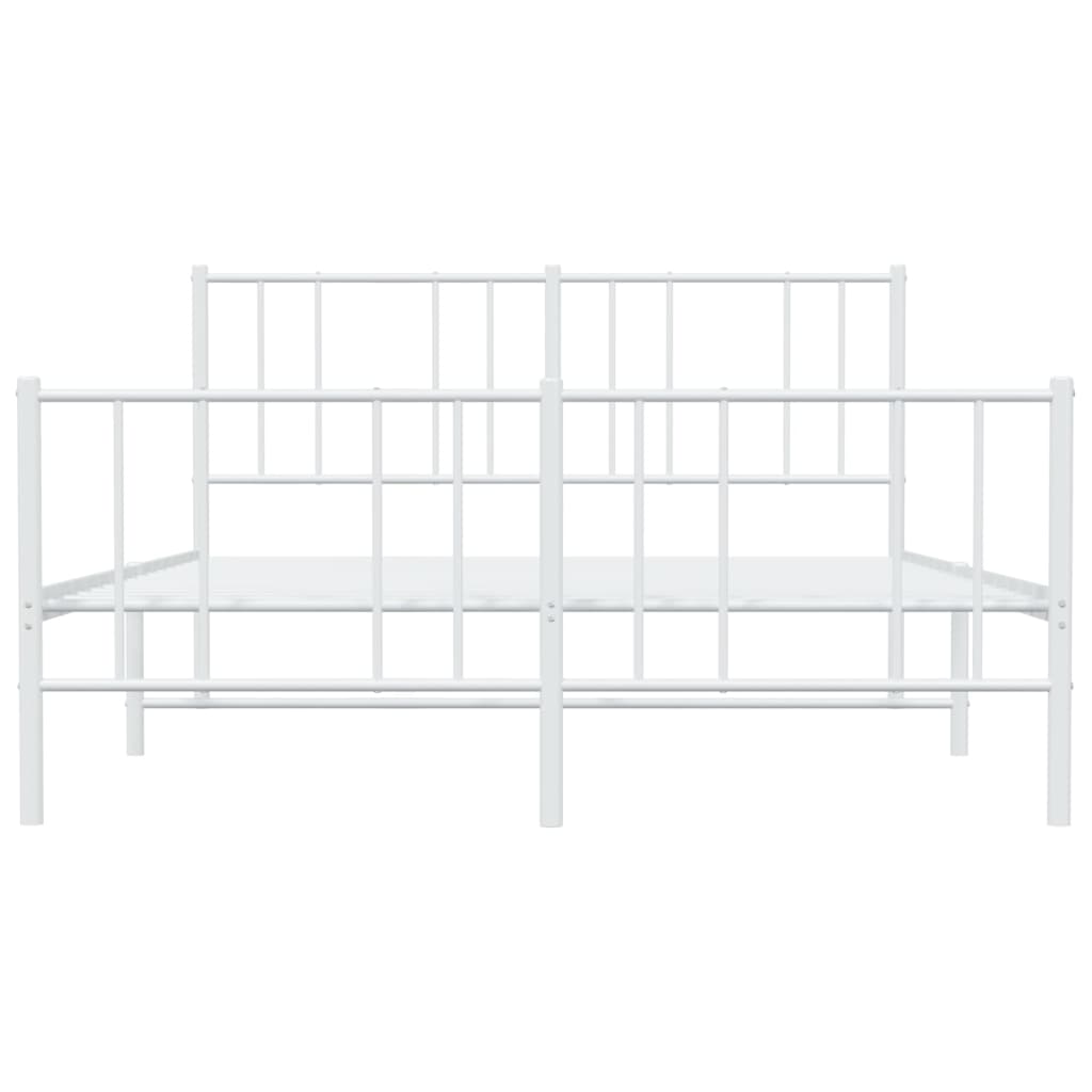 vidaXL Metal Bed Frame without Mattress with Footboard White 59.1"x78.7"