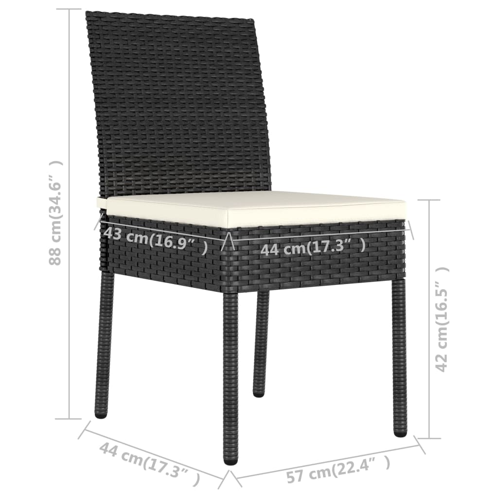 vidaXL 5 Piece Patio Dining Set Poly Rattan Black