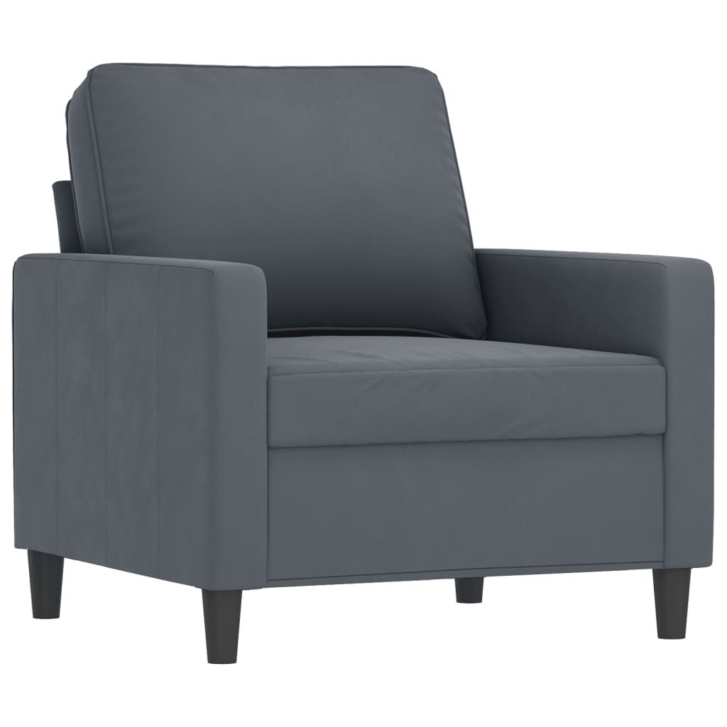 vidaXL 3 Piece Sofa Set with Cushions Dark Gray Velvet