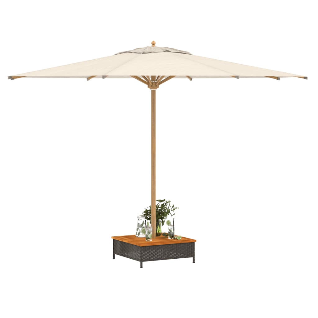 vidaXL Parasol Base Cover Black 27.6"x27.6"x9.8" Poly Rattan and Acacia