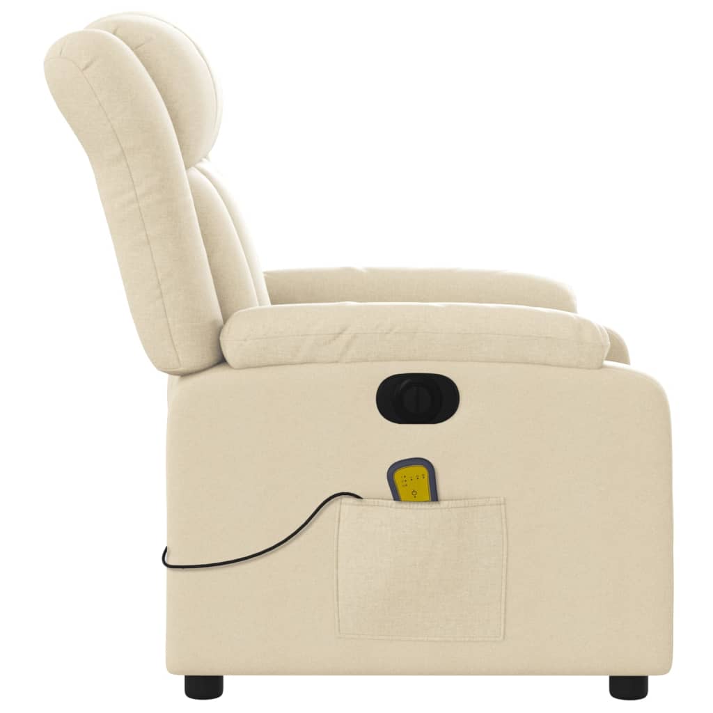 vidaXL Electric Massage Recliner Chair Cream Fabric