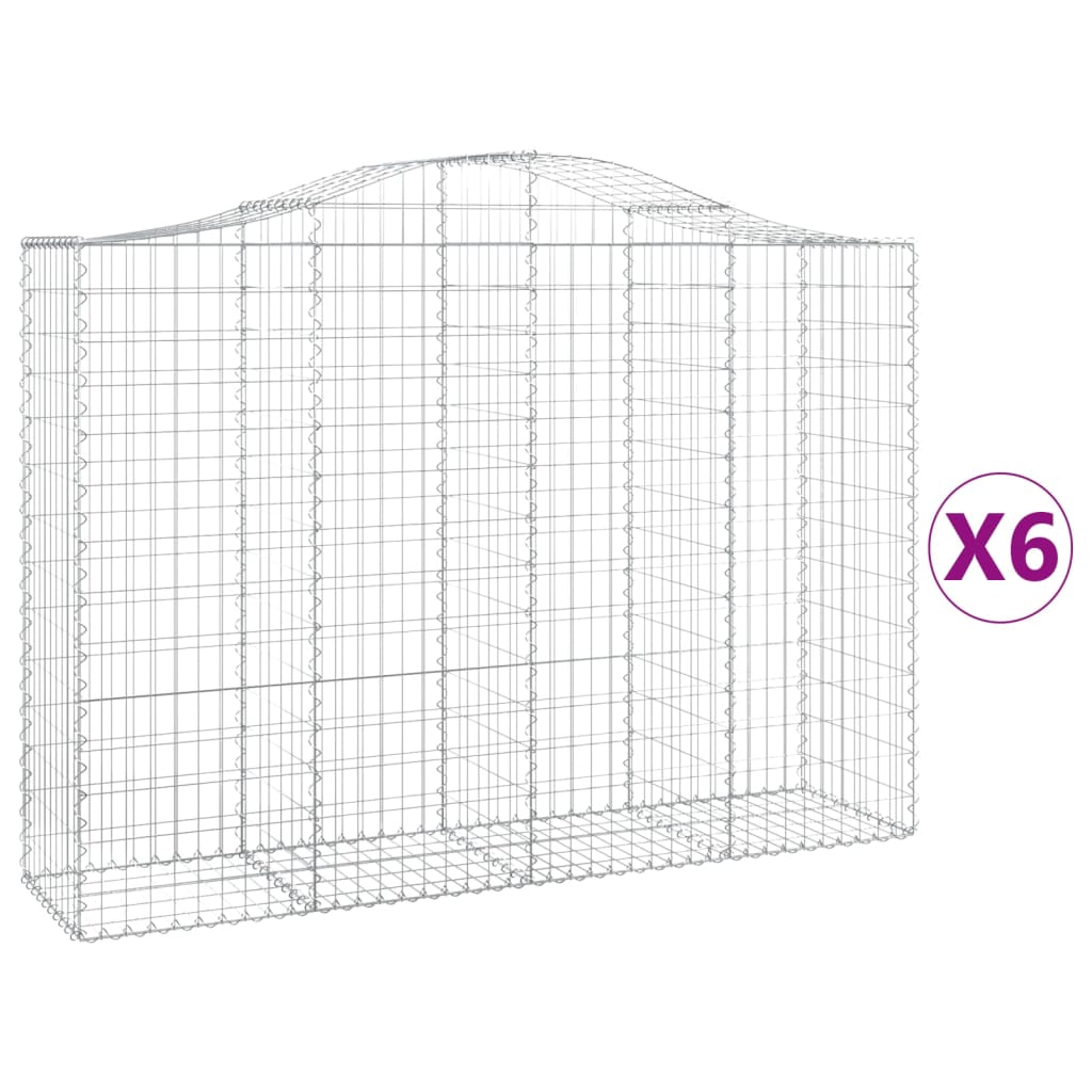 vidaXL Arched Gabion Baskets 6 pcs 78.7"x19.7"x55.1"/63" Galvanized Iron