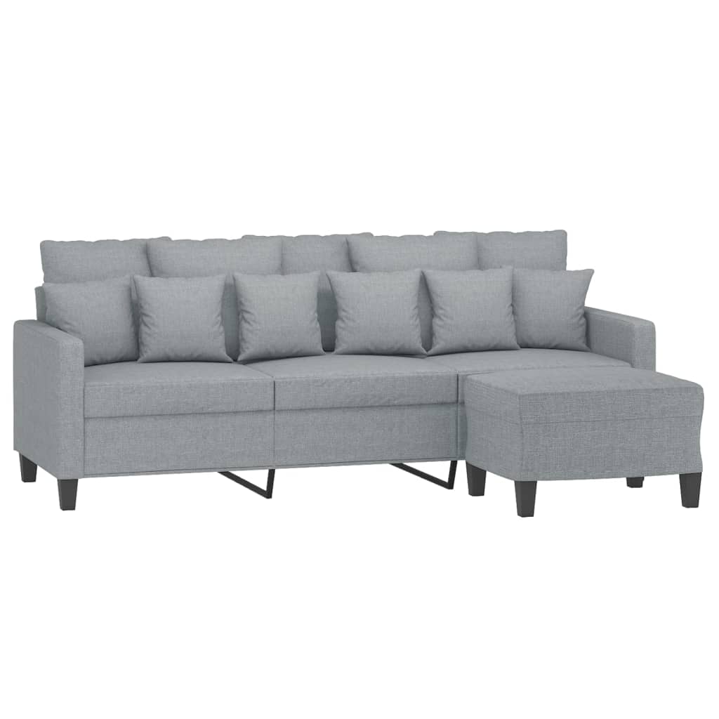 vidaXL 3-Seater Sofa with Footstool Light Gray 70.9" Fabric