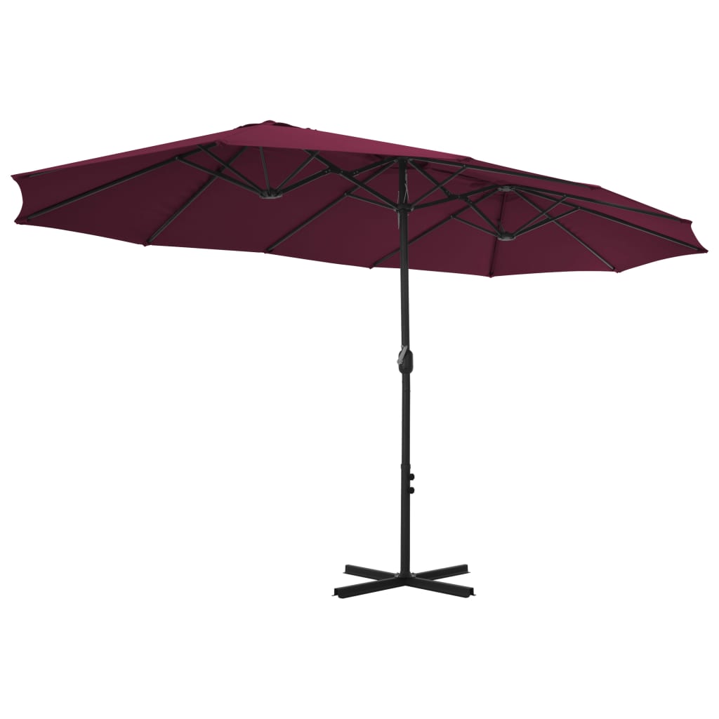 vidaXL Garden Parasol with Aluminum Pole 181.1"x106.3" Bordeaux Red