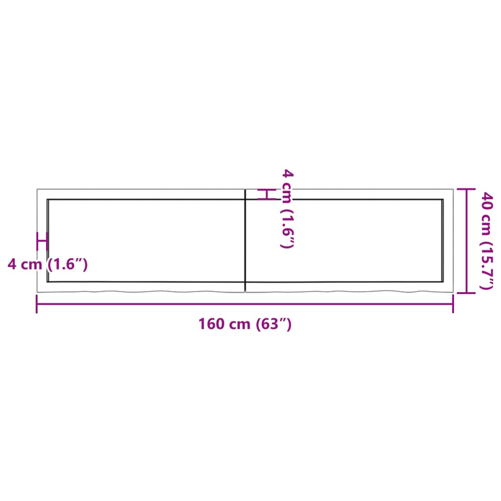 vidaXL Wall Shelf Light Brown 63"x15.7"x(0.8"-1.6") Treated Solid Wood Oak