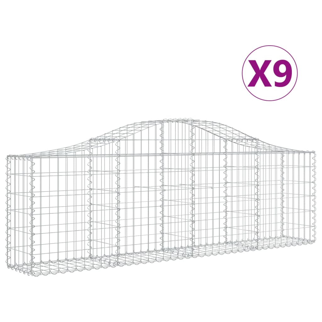 vidaXL Arched Gabion Baskets 9 pcs 78.7"x11.8"x23.6"/31.5" Galvanized Iron