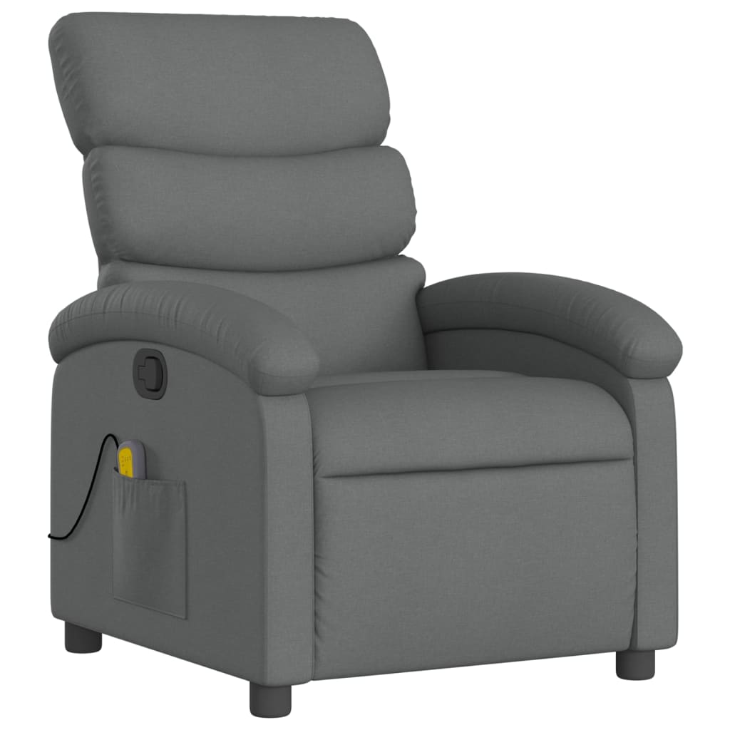 vidaXL Massage Recliner Chair Dark Gray Fabric