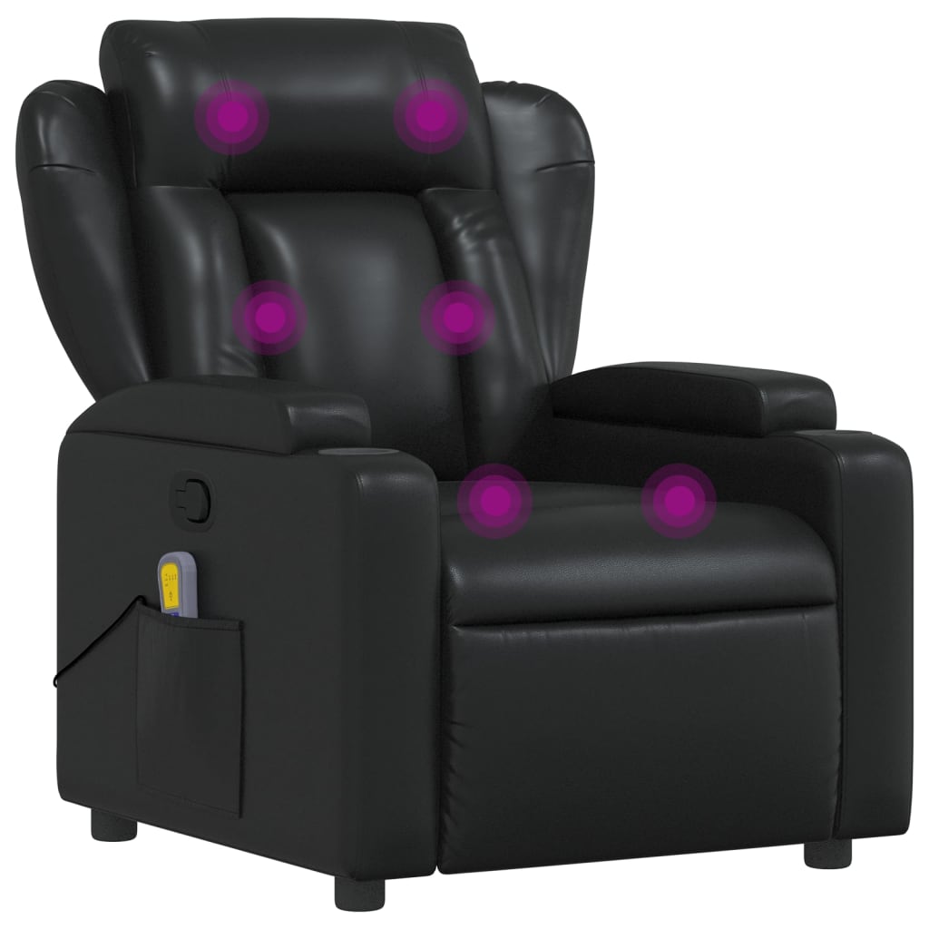 vidaXL Massage Recliner Chair Black Faux Leather