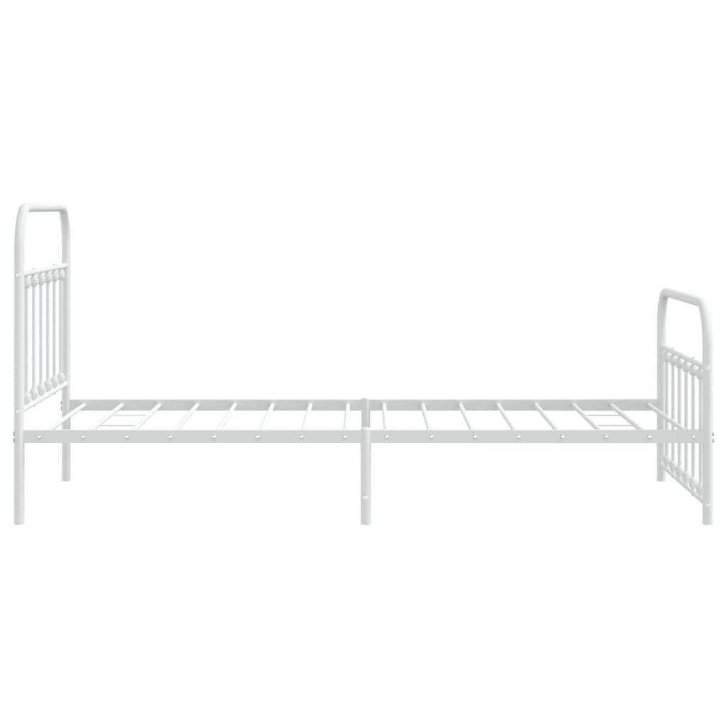 vidaXL Metal Bed Frame without Mattress with Footboard White 39.4"x78.7"