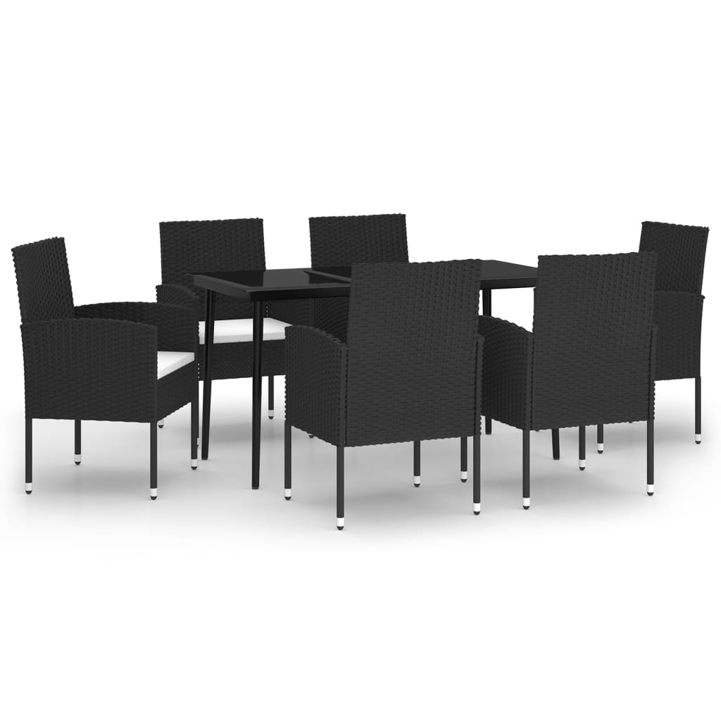 vidaXL 7 Piece Patio Dining Set Black