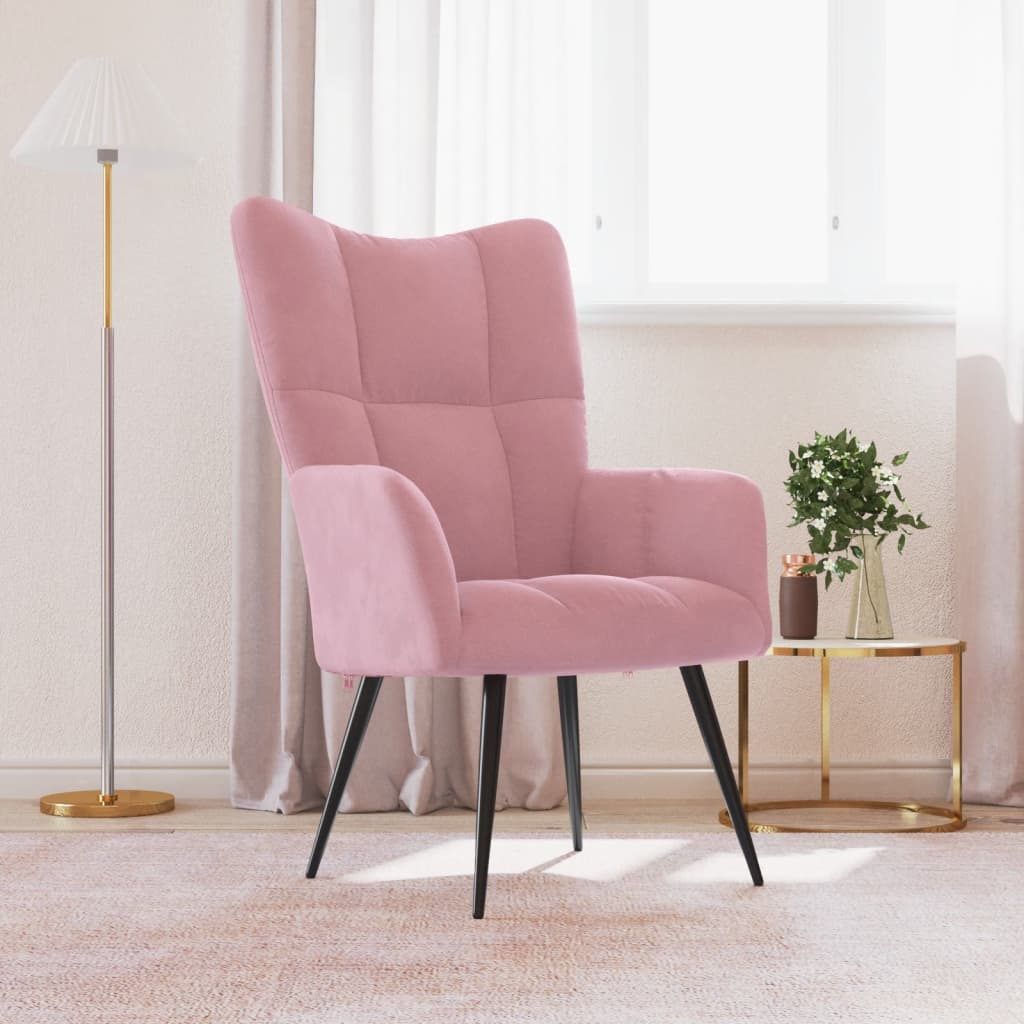 vidaXL Relaxing Chair Pink Velvet