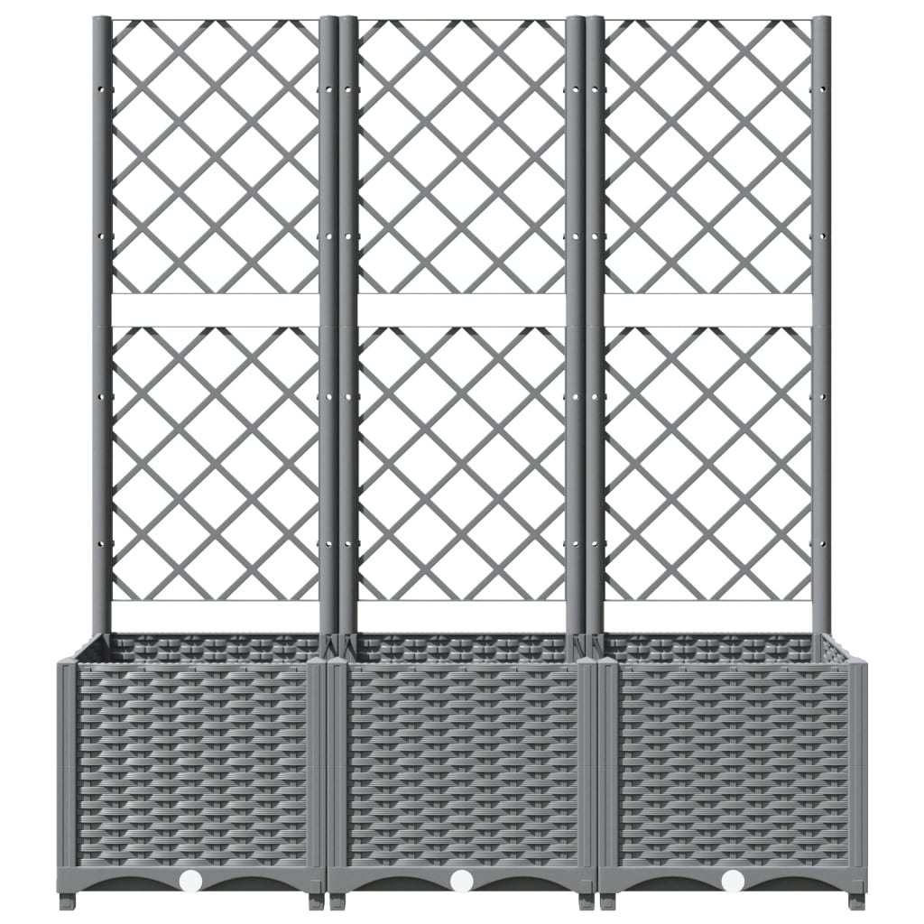 vidaXL Garden Planter with Trellis Light Gray 47.2"x15.7"x53.5" PP