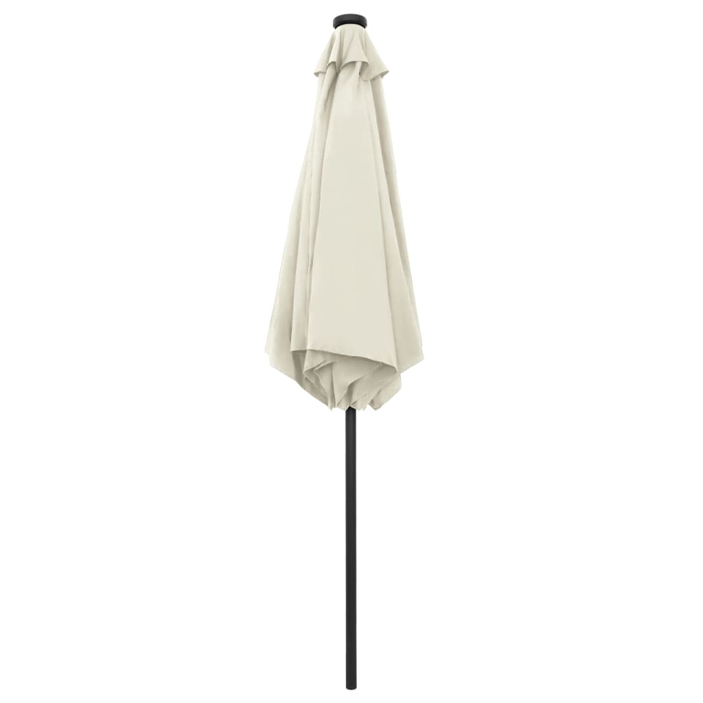 vidaXL Garden Parasol with LED Lights and Aluminum Pole 106.3" Sand White