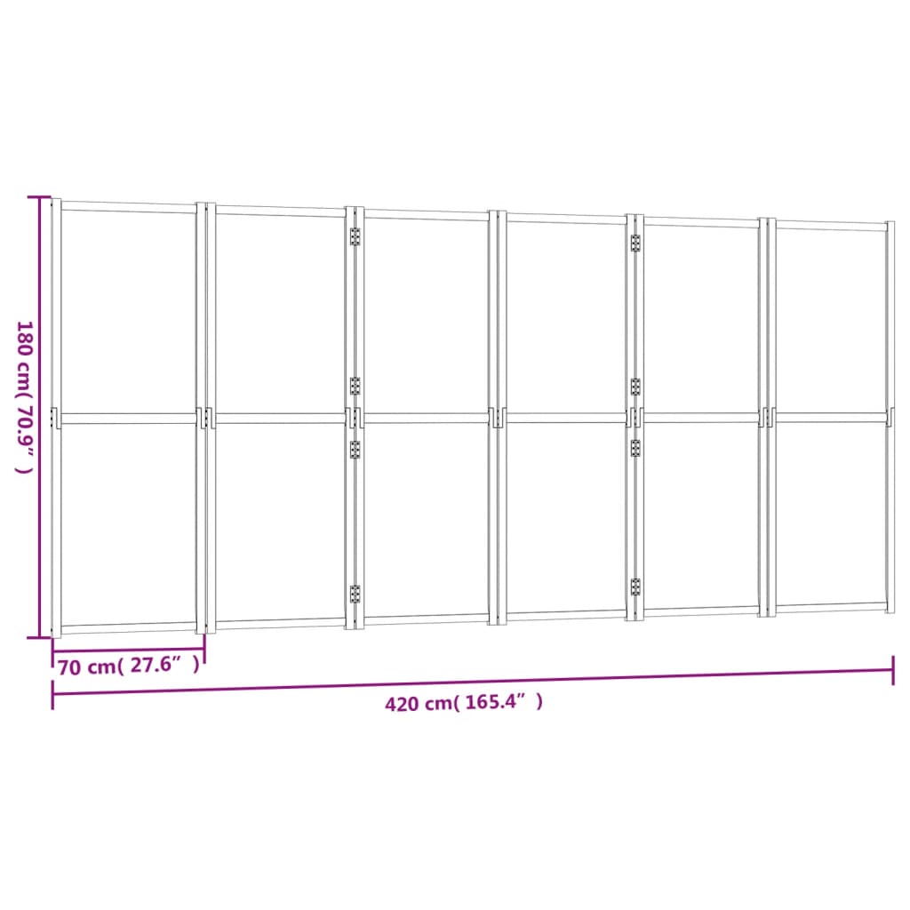 vidaXL 6-Panel Room Divider Black 165.4"x70.9"