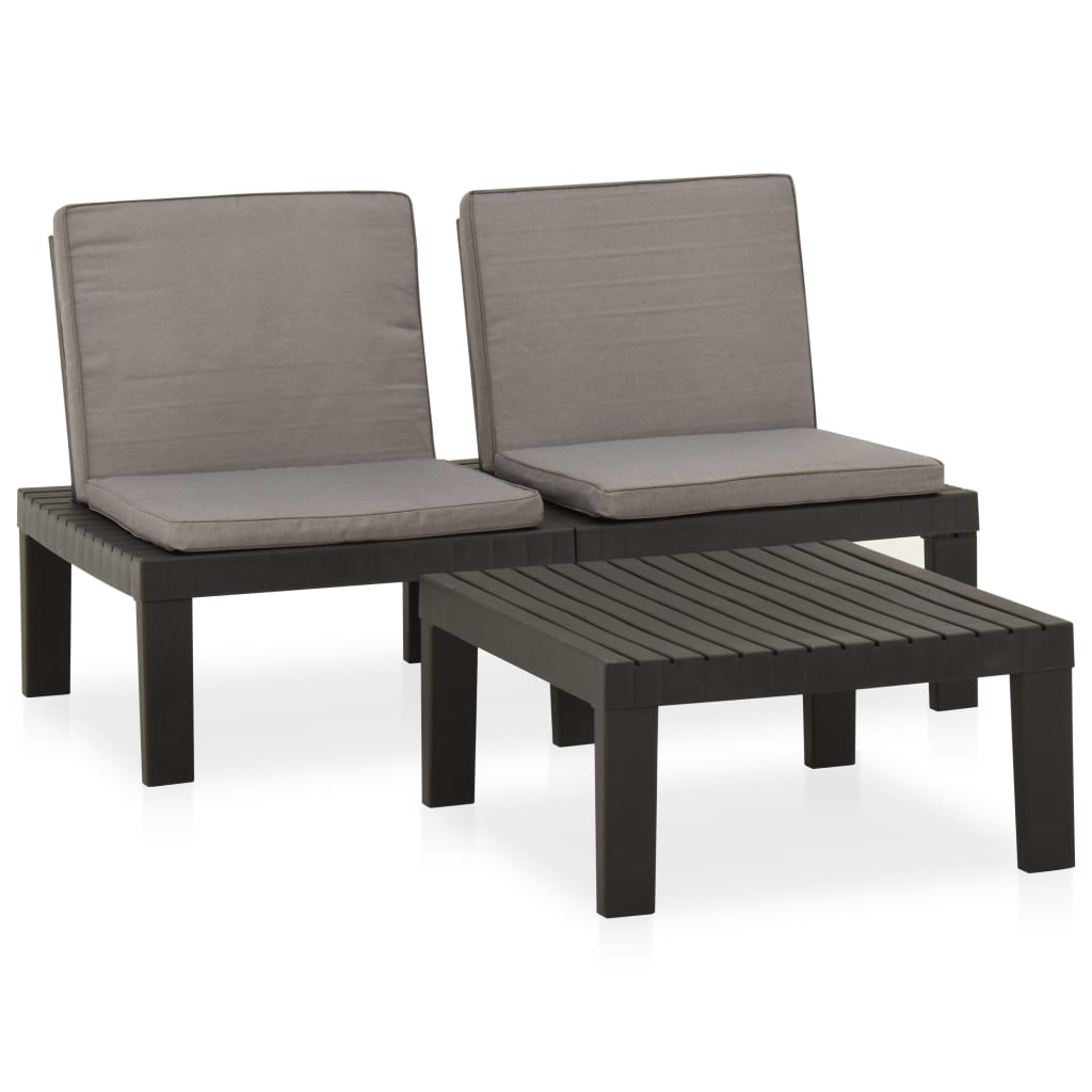 Auto patroon comfort vidaXL 2 Piece Patio Lounge Set with Cushions Plastic Gray | vidaXL.com