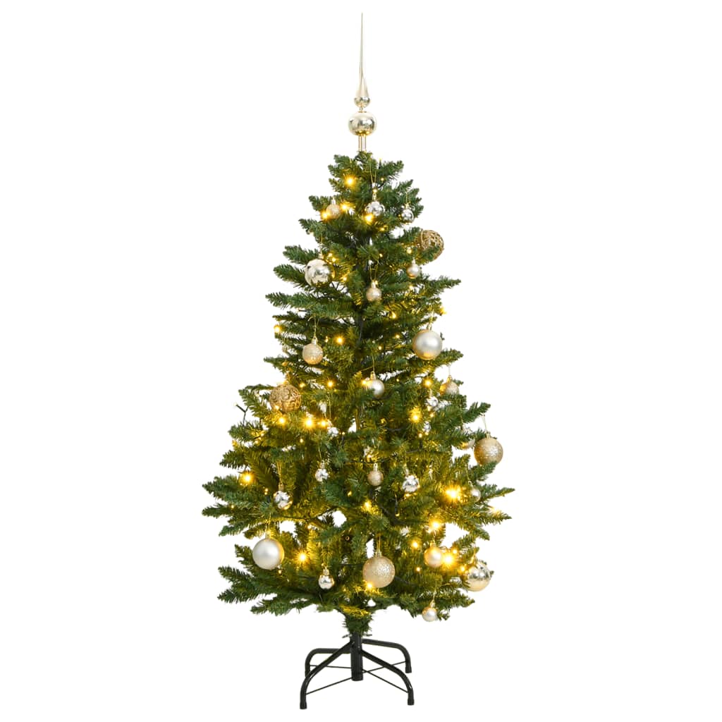 vidaXL Artificial Hinged Christmas Tree 150 LEDs & Ball Set 59.1"