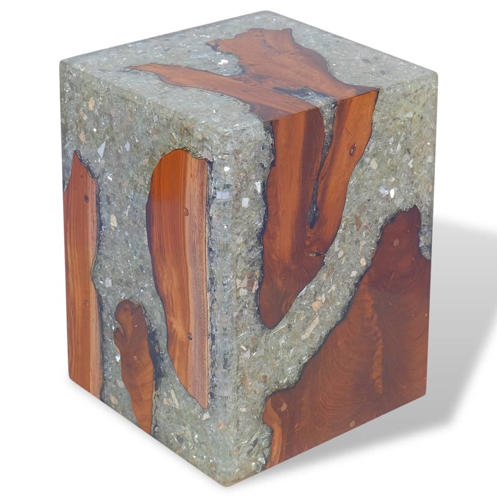 vidaXL Stool Solid Teak Wood and Resin