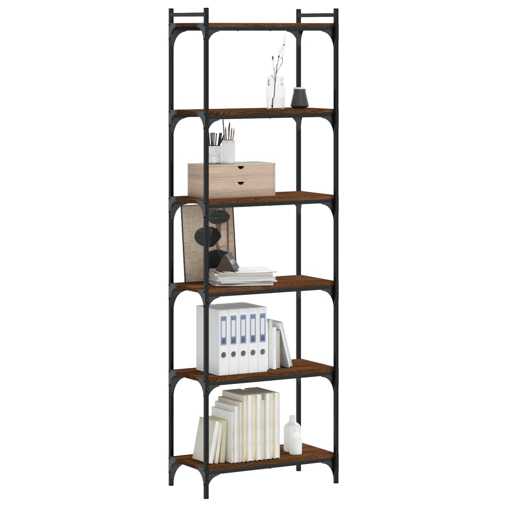 vidaXL Bookcase 6-Tier Brown Oak 23.6"x11.8"x74" Engineered Wood