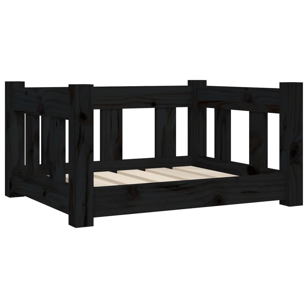 vidaXL Dog Bed Black 21.9"x17.9"x11" Solid Wood Pine