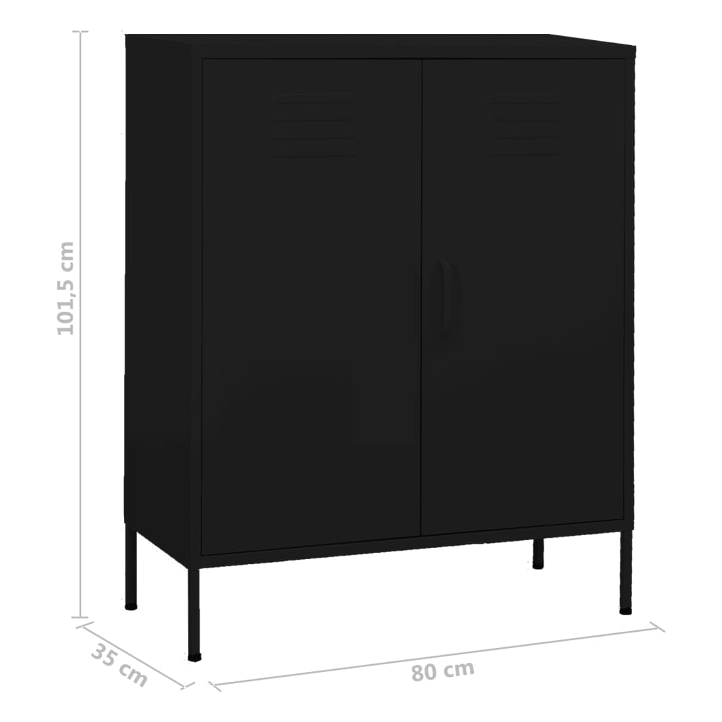 vidaXL Storage Cabinet Black 31.5"x13.8"x40" Steel