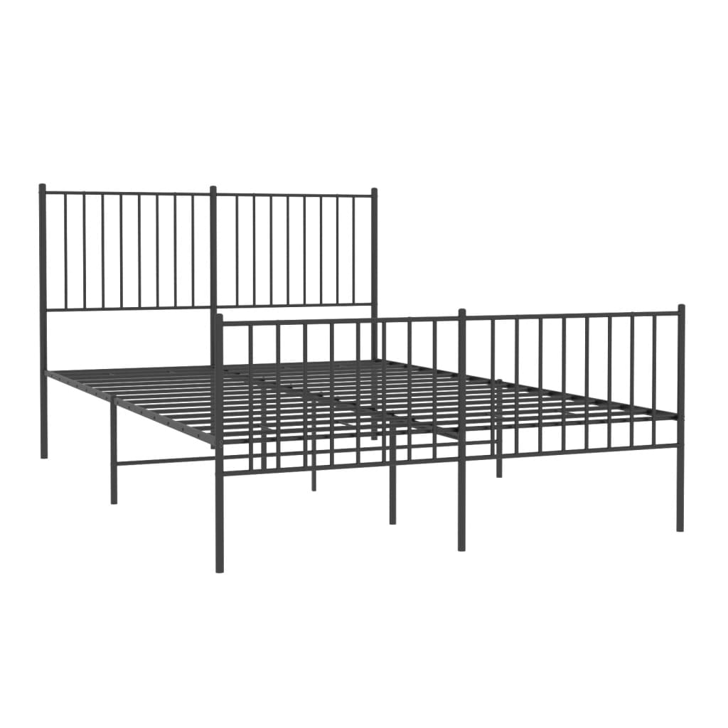 vidaXL Metal Bed Frame with Headboard and Footboard Black 53.9"x74.8" Full