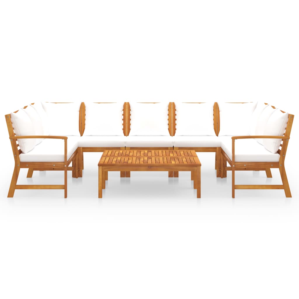 vidaXL 9 Piece Patio Lounge Set with Cushion Cream Solid Acacia Wood