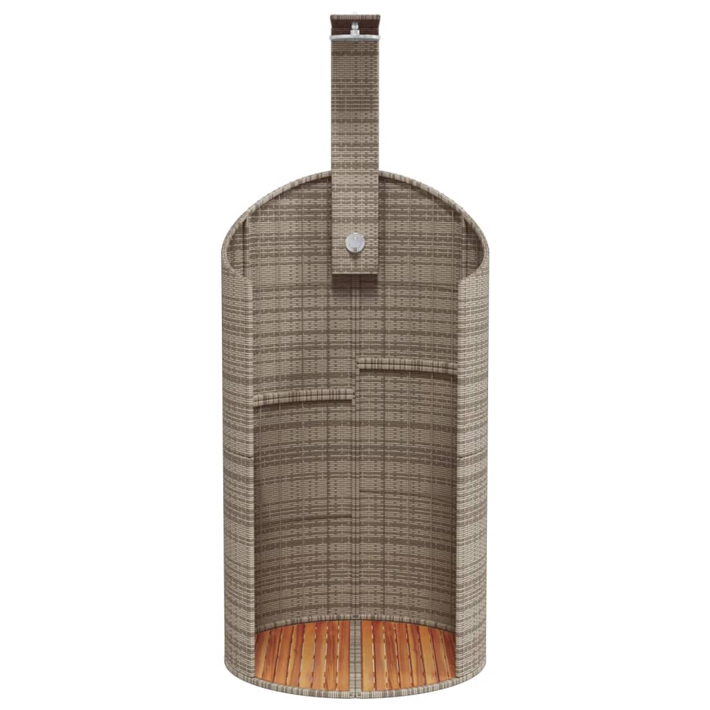 vidaXL Outdoor Shower Gray 39.4"x39.4"x95.1" Poly Rattan and Acacia Wood