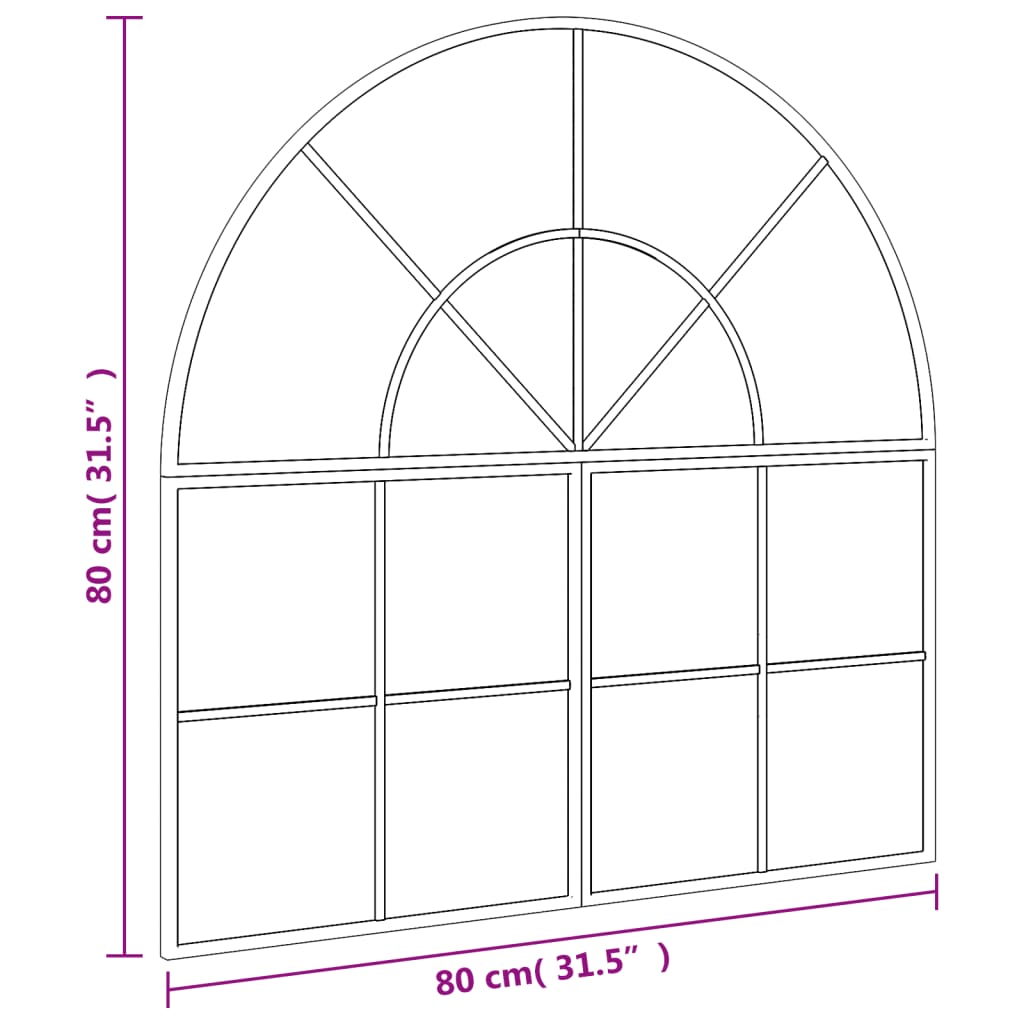 vidaXL Wall Mirror Black 31.5"x31.5" Arch Iron