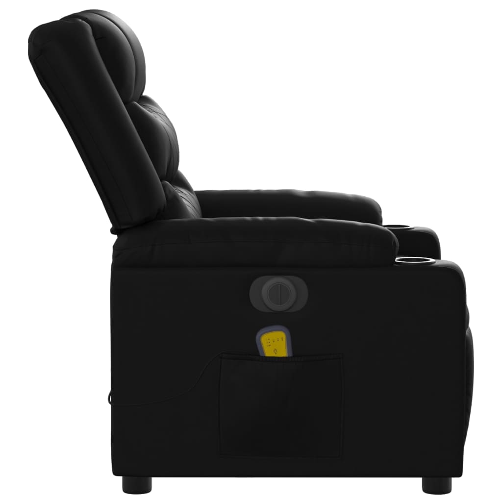 vidaXL Electric Massage Recliner Chair Black Faux Leather