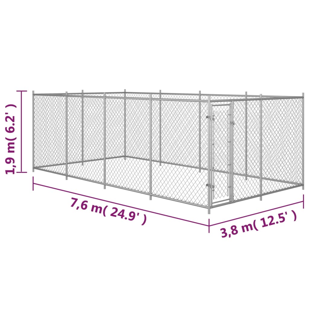 vidaXL Outdoor Dog Kennel 24.9'x12.5'x6.2'