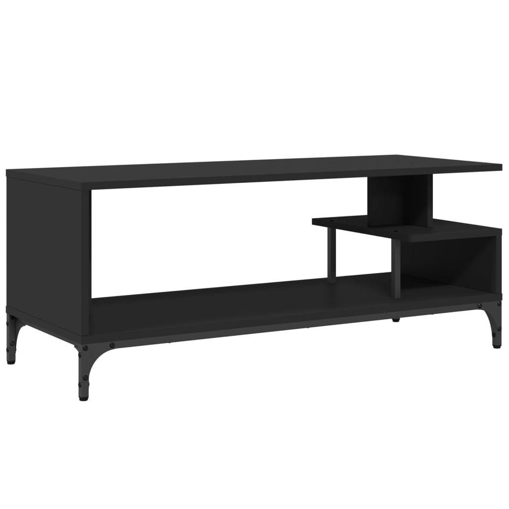 vidaXL TV Stand Black 40.2"x15.7"x16.1" Engineered Wood and Powder-coated Steel