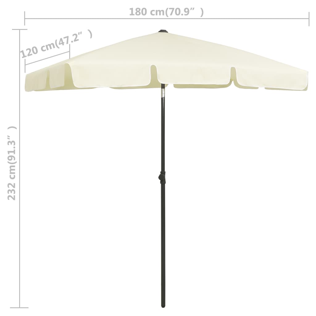 vidaXL Beach Parasol Sand Yellow 70.9"x47.2"