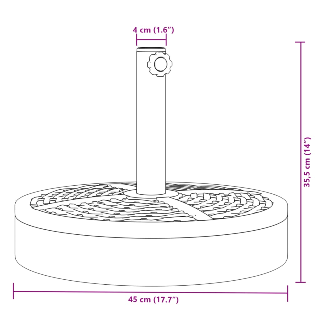 vidaXL Parasol Base for Ø1.5"/1.9" Poles 55.1 lb Round