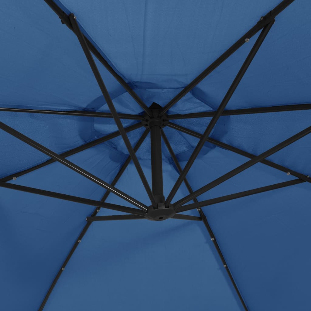 vidaXL Cantilever Umbrella with LED Lights Azure Blue 137.8"