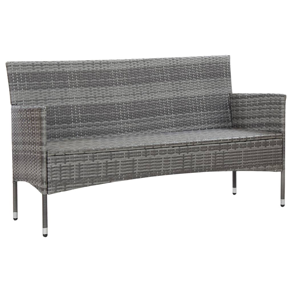 vidaXL 2 Piece Patio Lounge Set with Cushion Poly Rattan Gray