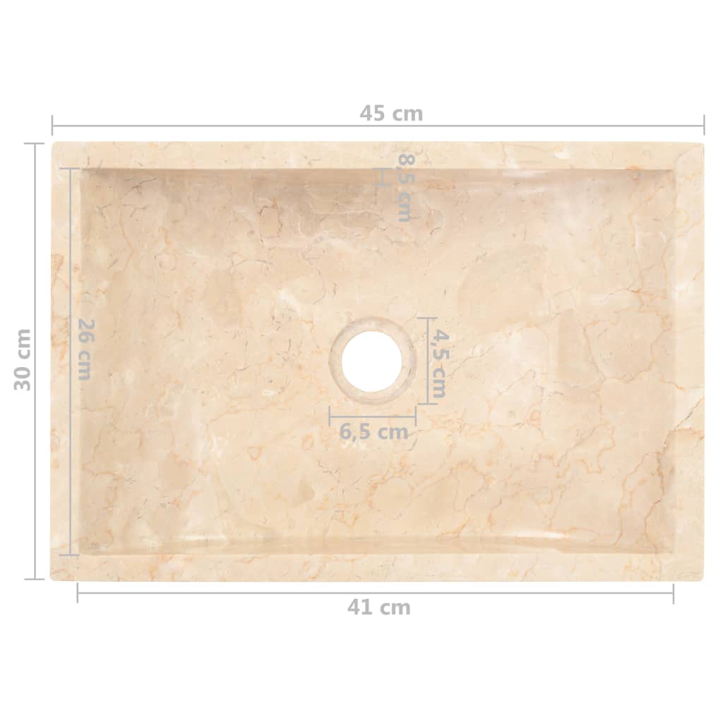 vidaXL Sink 17.7"x11.8"x4.7" Marble High Gloss Cream