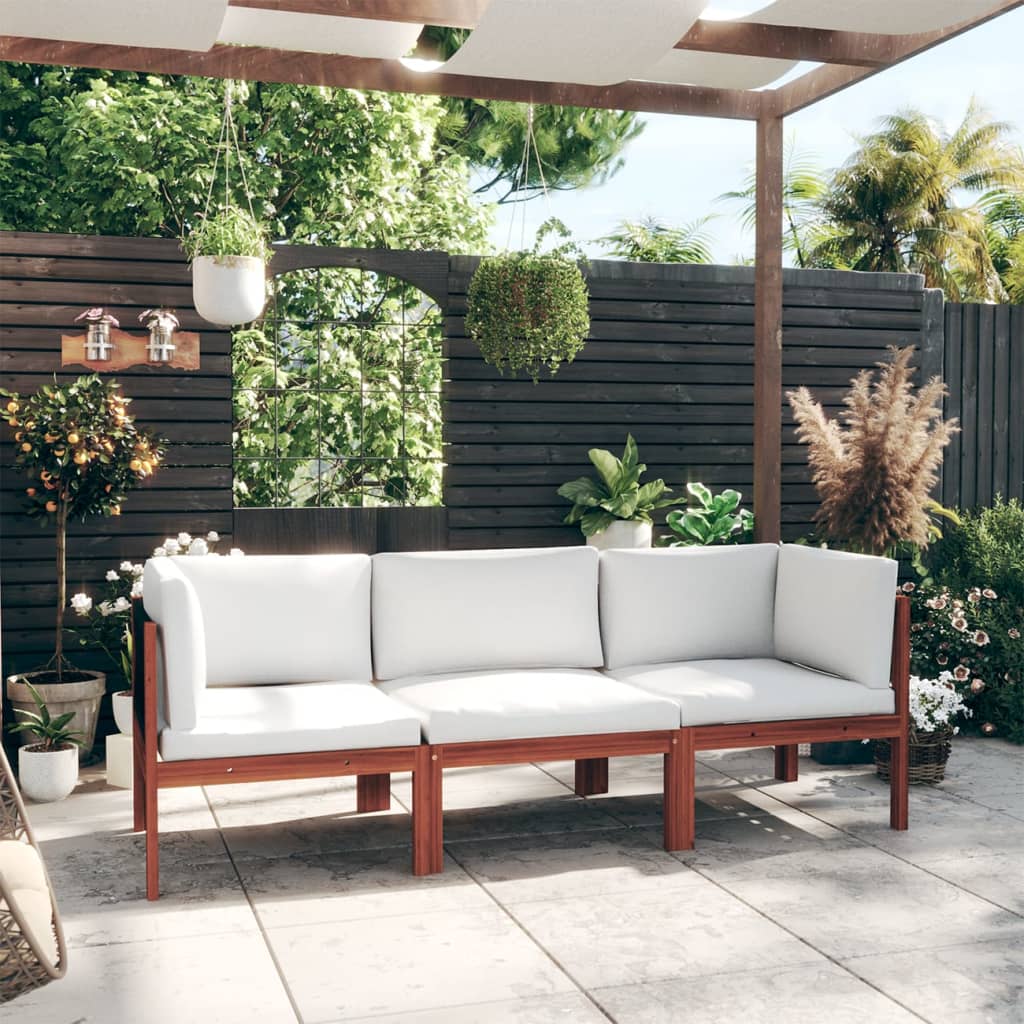 vidaXL 3-Seater Patio Sofa with Cushion Solid Acacia Wood