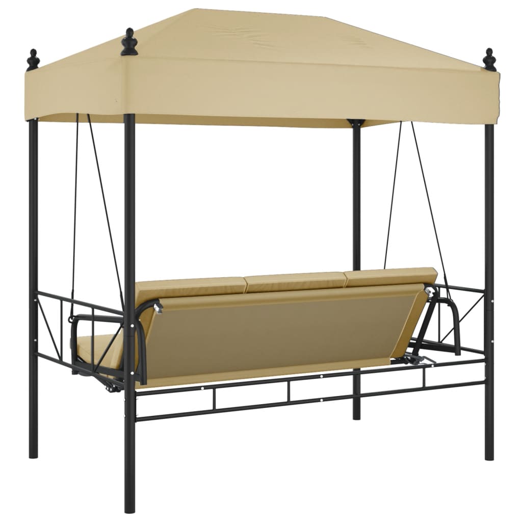 vidaXL Patio Swing Bench with Canopy Sand Steel