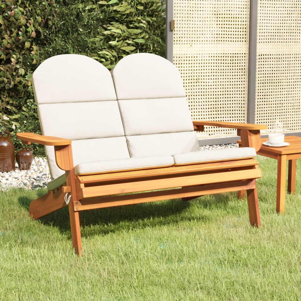 vidaXL Adirondack Patio Bench with Cushions 49.6" Solid Wood Acacia