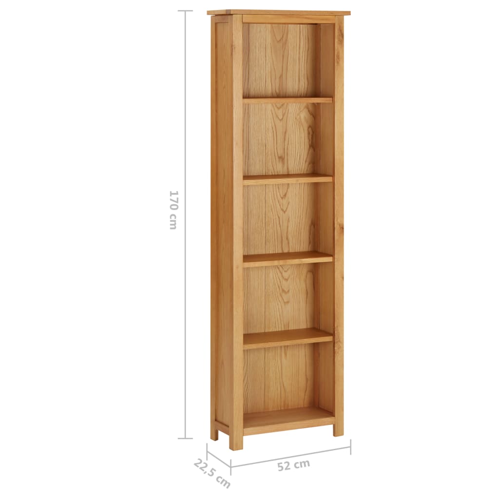 vidaXL Bookcase 20.5"x8.8"x66.9" Solid Oak Wood