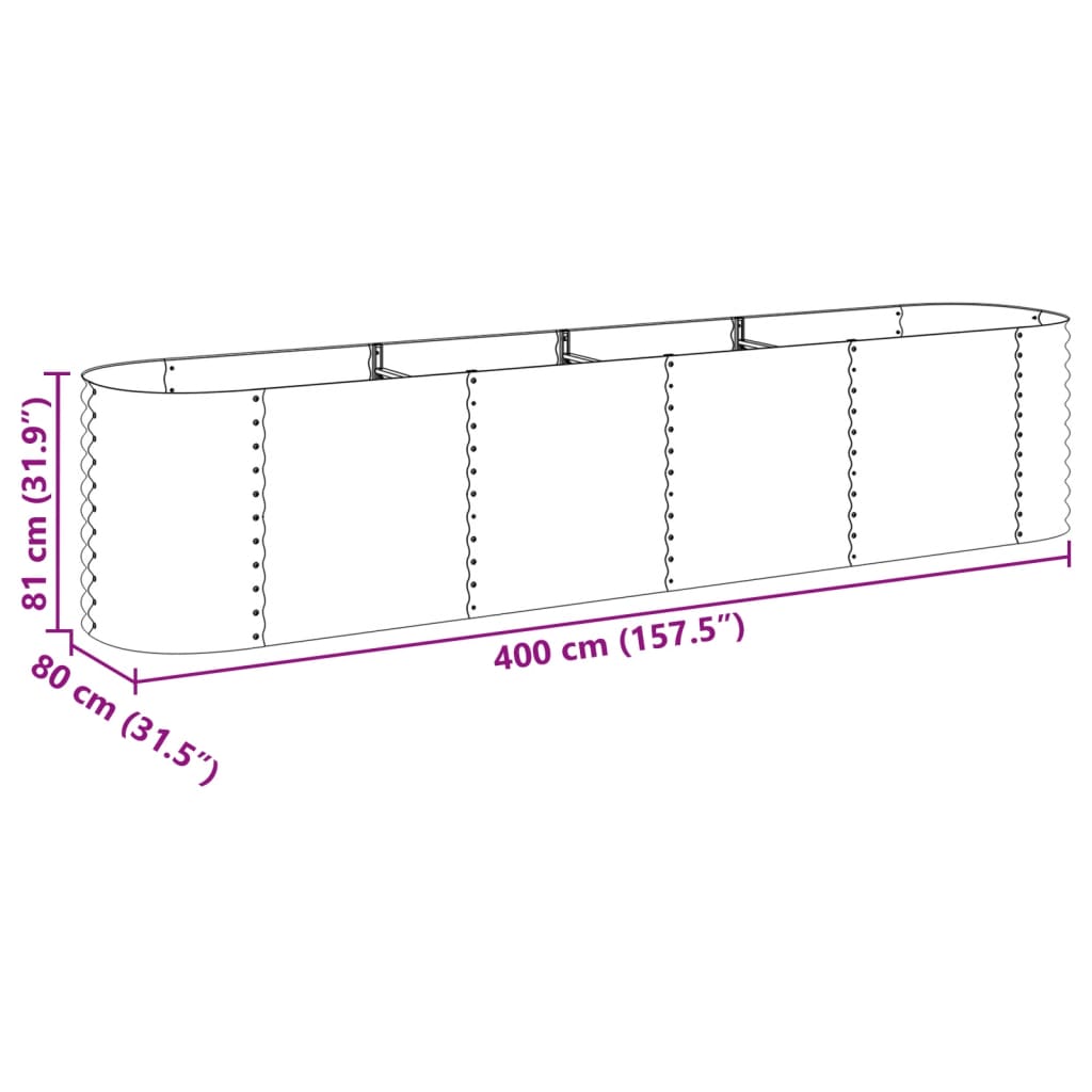 vidaXL Garden Raised Bed 157.5"x31.5"x31.9" Galvanized Steel Gray