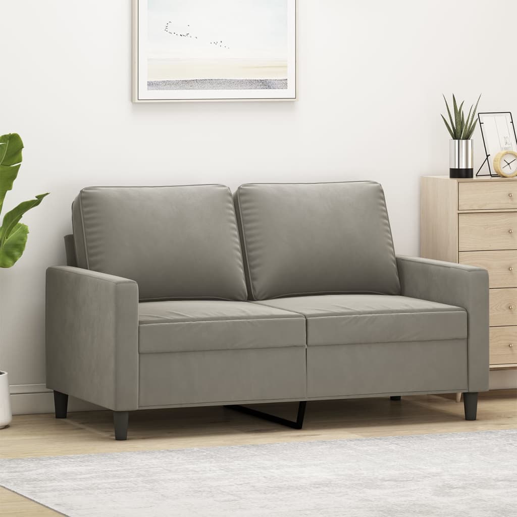 vidaXL 2-Seater Sofa Light Gray 47.2" Velvet