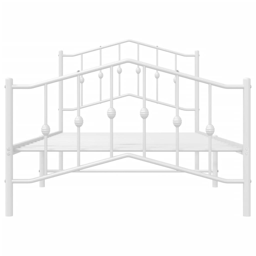 vidaXL Metal Bed Frame without Mattress with Footboard White 39.4"x74.8"