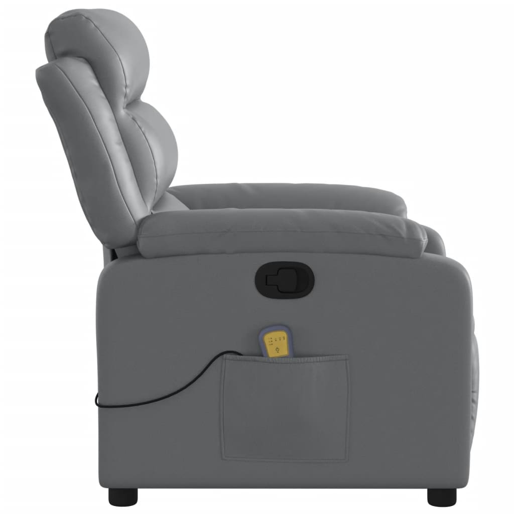 vidaXL Massage Recliner Chair Gray Faux Leather