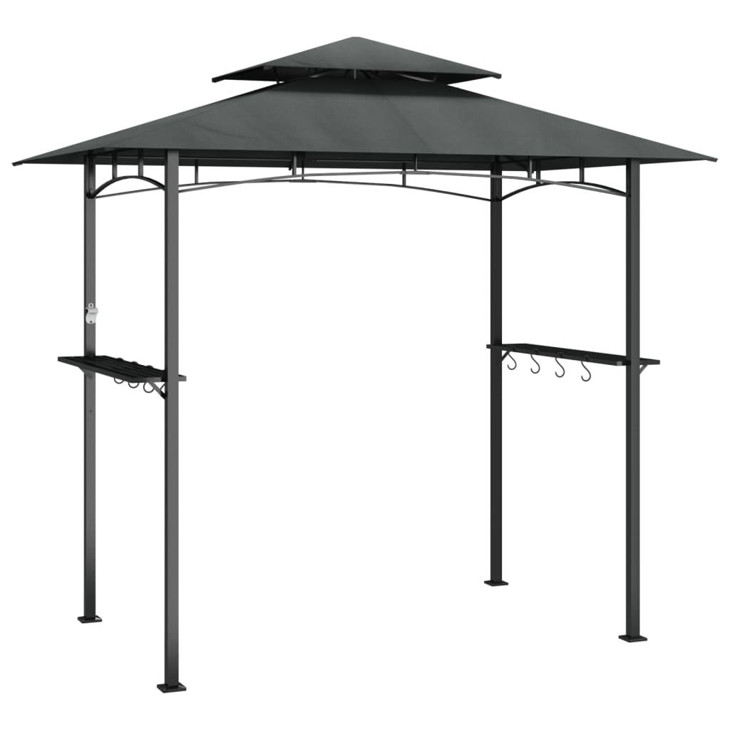 vidaXL BBQ Gazebo with Side Shelves Anthracite 94.5"x59.1"x95.7" Steel