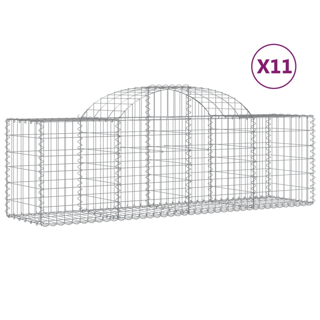 vidaXL Arched Gabion Baskets 11 pcs 78.7"x19.7"x23.6"/31.5" Galvanized Iron