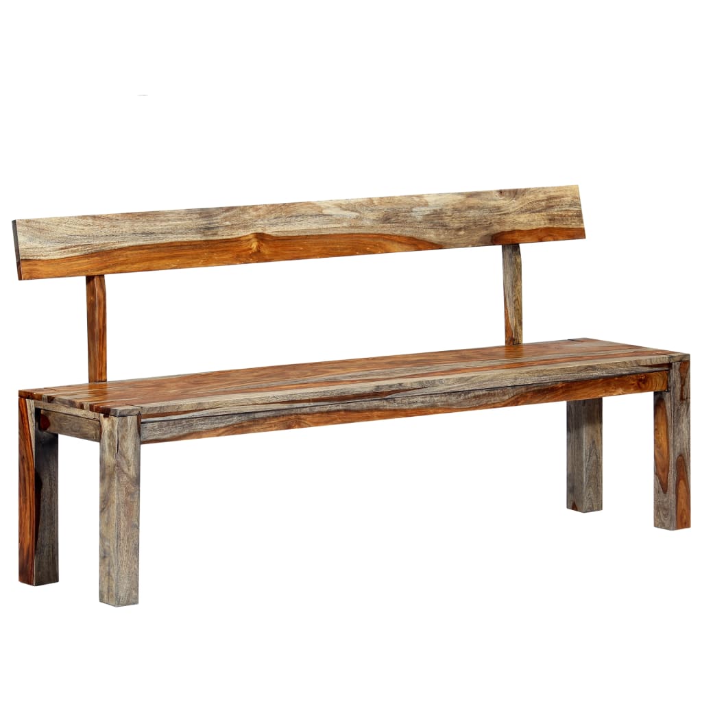 vidaXL Bench 63" Gray Solid Sheesham Wood