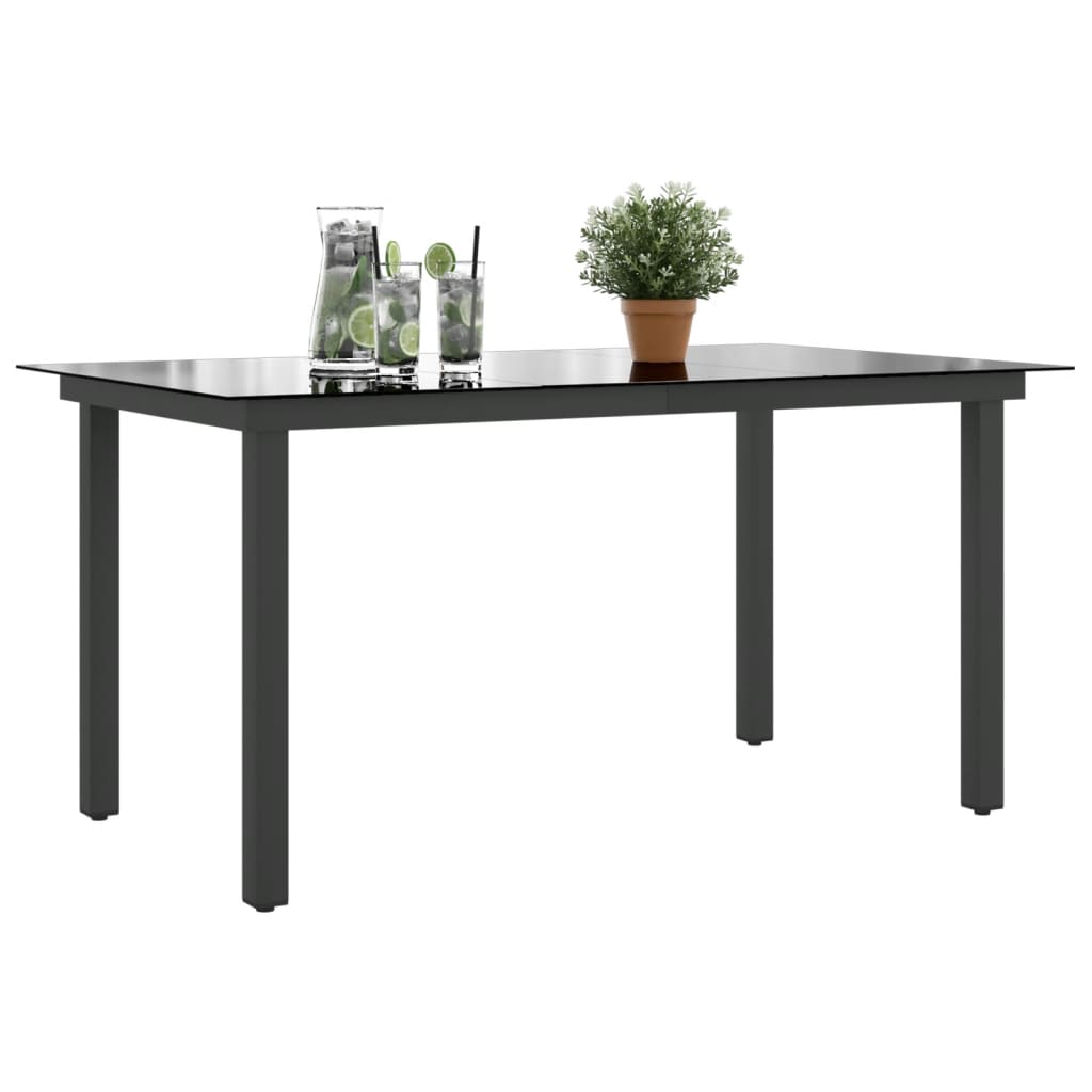 vidaXL Patio Table Black 59.1"x35.4"x29.1" Aluminum and Glass