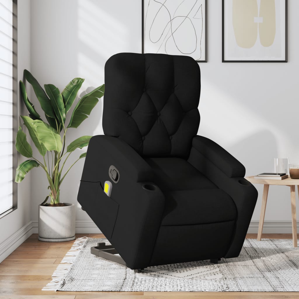 vidaXL Stand up Massage Recliner Chair Black Fabric